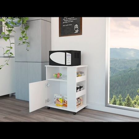 Tuhome Kit Lower Microwave Cabinet, Single Door, Three Side Shelve, White MLB4228